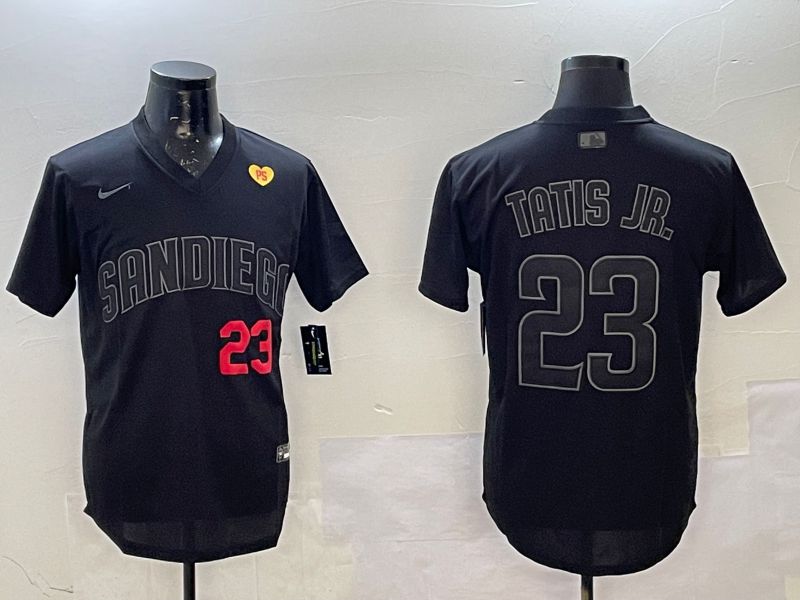 Men 2025 San Diego Padres #23 Tatis jr Black Throwback Nike MLB Jersey style 7128